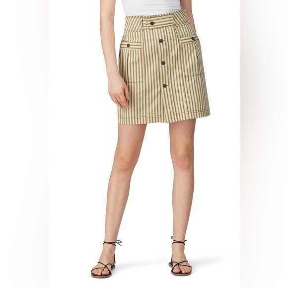 Striped‎ Button Front Skirt Pockets Casual Everyday Cute Career - Size 12 - Picture 1 of 5